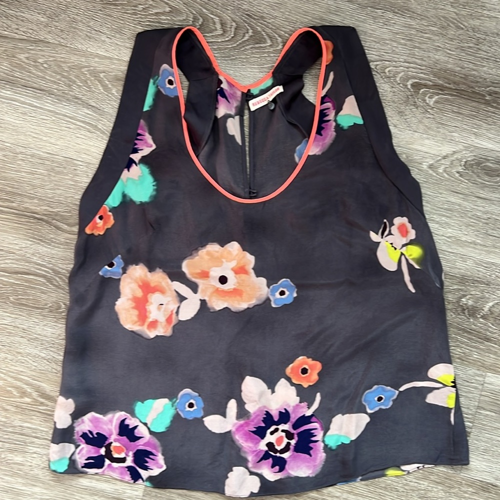 Anthropology Rebecca Taylor Silk Floral Button Back Top Size 10